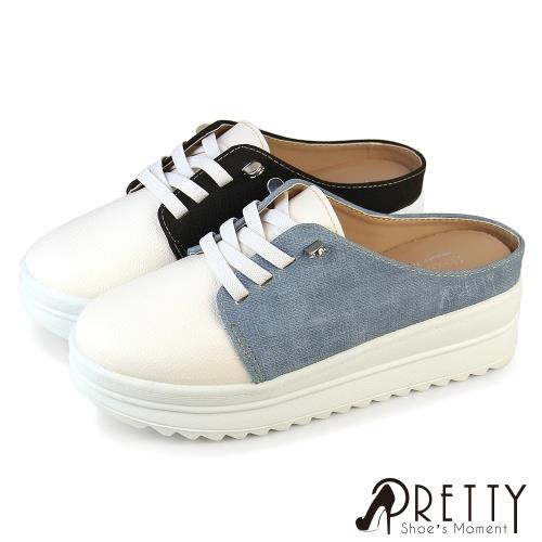 Pretty 女 穆勒鞋 休閒拖鞋 懶人拖鞋 半拖鞋 厚底 台灣製BA-20906