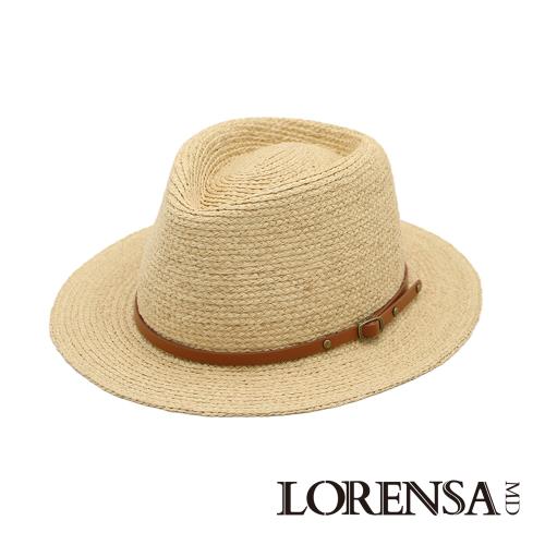 Lorensa蘿芮 拉菲草拉菲亞草皮帶飾帶中性款巴拿馬遮陽紳士草帽