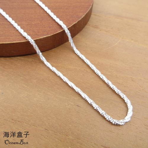 【海洋盒子】40cm/45cm/50cm。立體粗厚雪花滿天星925純銀鍊子項鍊.女用項鍊