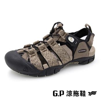 G.P(男)戶外越野護趾鞋 涼拖鞋 男鞋-灰褐色