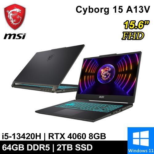 微星 Cyborg 15 A13VF-1406TW-SP9 15.6吋 黑(i5-13420H/64G/2T/RTX4060 8G/W11)特仕筆電