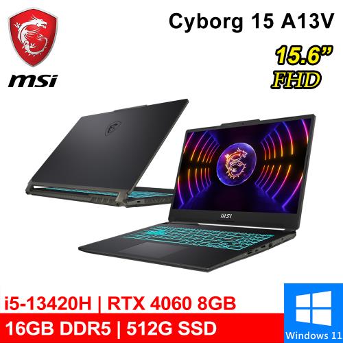 微星 Cyborg 15 A13VF-1406TW 15.6吋 黑(i5-13420H/16G/512G PCIE/RTX4060 8G/W11)