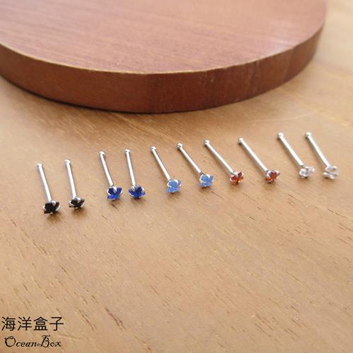 【海洋盒子】2mm。防耳洞密合超迷你小方形鋯石S999純銀耳環.免後扣