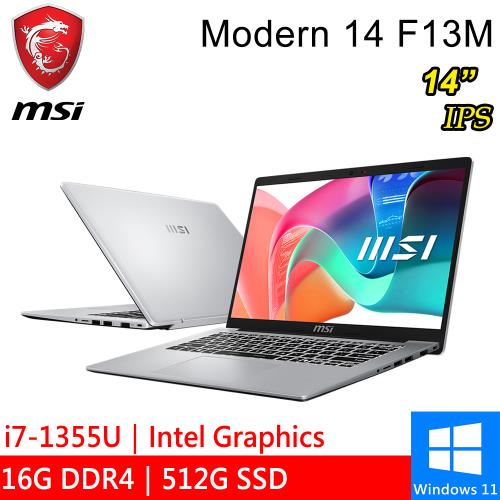 微星 Modern 14 F13MG-200TW 14吋 銀(i7-1355U/16G DDR4/512G PCIE/W11)