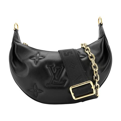 二手品 Louis Vuitton Over The Moon鏈帶斜背半月包(M59799-黑)