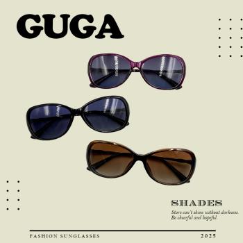 【GUGA】偏光淑女太陽眼鏡 流線水鑽款 鑲嵌晶鑽細節 視野清晰 UV400抗紫外線 8282