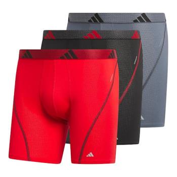 Adidas 2025男時尚彈力高效能紅黑灰色四角修飾內著混搭3件組(預購)