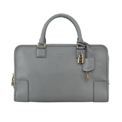 展示商品_LOEWE Amazona 山羊皮大款手提包(灰藍色)