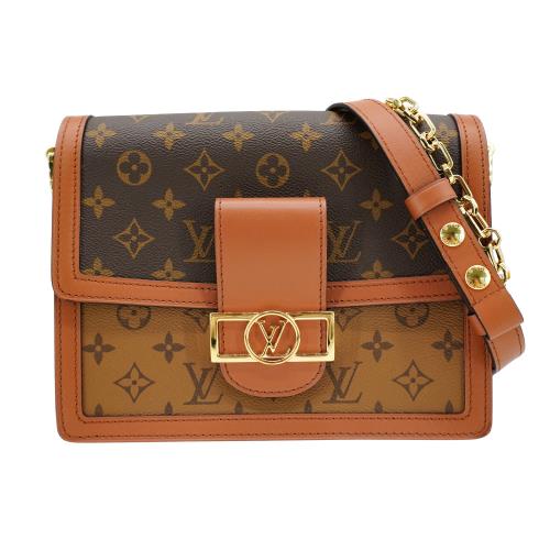 二手品 Louis Vuitton Dauphine MM 帆布肩背斜背二用包(M45958-咖)