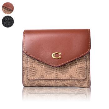 COACH 專櫃款 經典緹花LOGO/防刮皮革三折信封短夾-(新款任選)