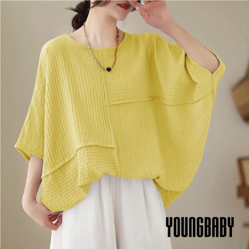 【YOUNGBABY中大碼】不規則立體紋路交錯造型上衣中大尺碼女裝