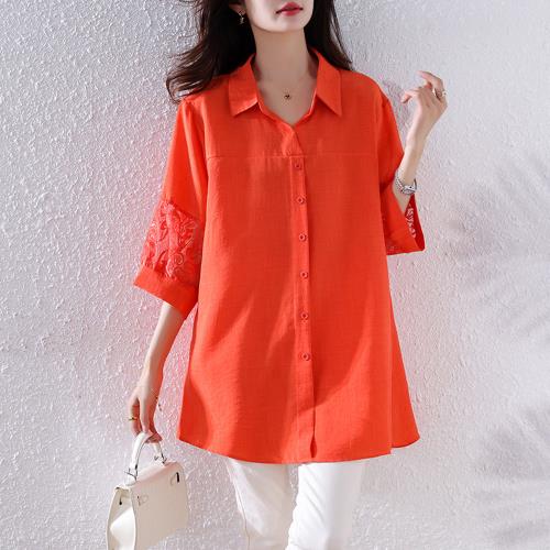 【ALLK 歐楷】新品 蕾絲袖拼接上衣 圖片色(尺寸L-XXL/中大尺碼/涼爽/透氣)