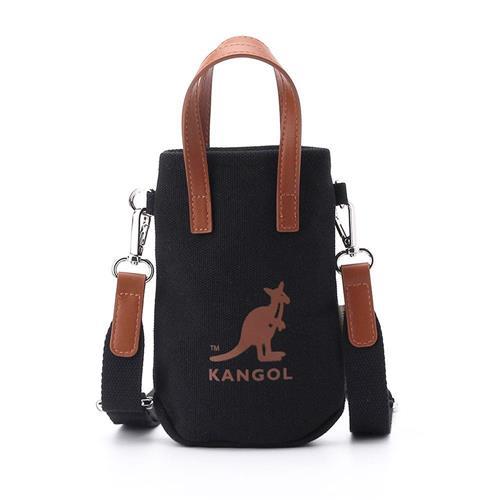 KANGOL 帆布皮革小側包 黑 6525170820