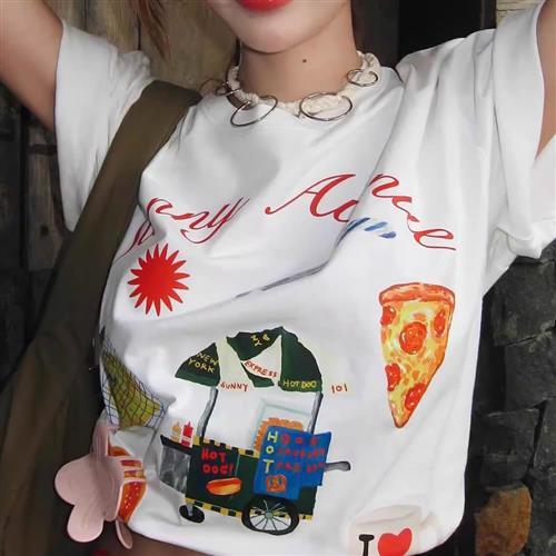 T恤 卡通五分袖T恤ODD1341-創翊韓都