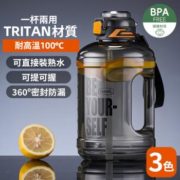 【灰熊厲害】美國進口Tritan材質一鍵彈蓋健身超動力大水壺2500ml(運動水壺)
