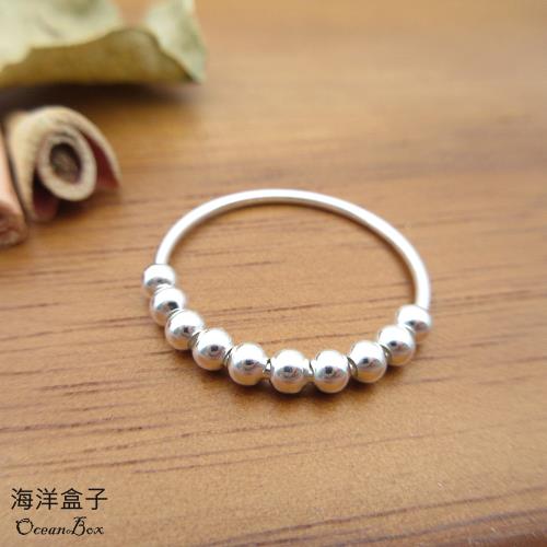 【海洋盒子】活動球球設計S925純銀戒指.超大尺寸