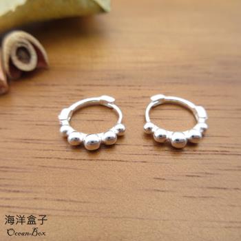 【海洋盒子】珠珠球小圈圈針式易扣S925純銀耳環.圈圈耳環