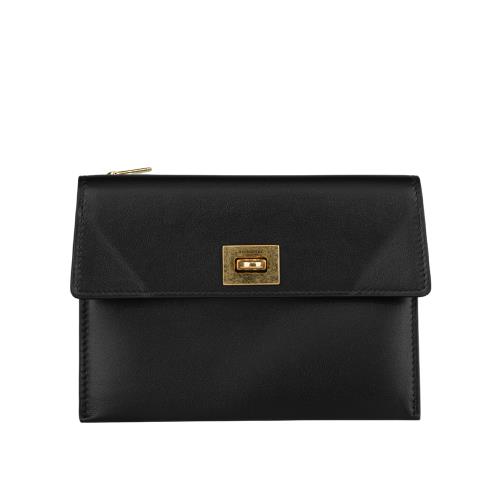BALENCIAGA Rodeo 金釦平滑小牛皮大款零錢包/卡夾包(黑色)