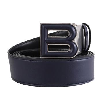BALLY 6308807 BOLD 金屬皮革B釦牛皮雙面雙色皮帶.深藍/黑