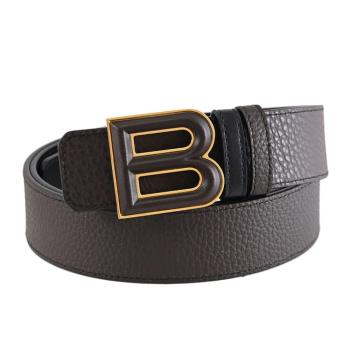 BALLY 6308797 BOLD 經典金屬皮革B釦雙面雙色皮帶.黑/深棕