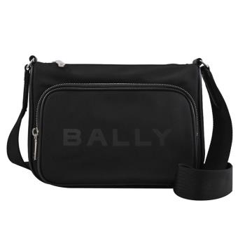 BALLY 6308444 BAR CROSSBODY 燙印LOGO尼龍皮飾斜揹包.黑