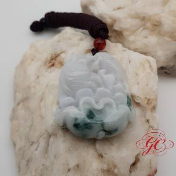 【肌容雪】天然緬甸A貨飄花翡翠年年有魚吊飾 編號898