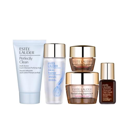 ESTEE LAUDER雅詩蘭黛 年輕煥采旅行組+海軍藍懸掛式旅行包