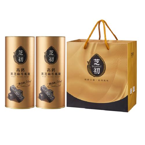 芝初高鈣黑芝麻牛軋糖176gx2罐+芝初精美禮袋