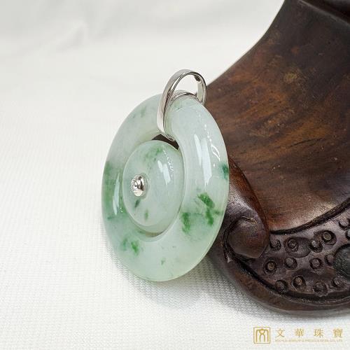 文華珠寶】翡翠冰糯種飄綠花母子扣玉墜不含鍊|平安扣|ETMall東森購物網
