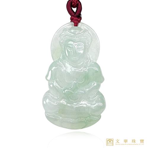 【文華珠寶】翡翠冰糯芙蓉綠寶瓶觀音 贈精美中國繩乙入