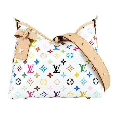 LV 村上隆聯名款 Monogram CarryAll PM 白彩塗層帆布肩背包 M13661
