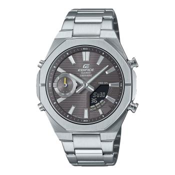 【CASIO 卡西歐】EDIFICE 藍芽連線 雙顯男錶 銀灰 超薄錶殼 藍寶水晶玻璃 ECB-S10D (ECB-S10D-8A)