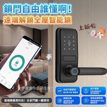 四合一把手式指紋密碼鎖 智慧感應防盜電子鎖(指紋/密碼/鑰匙/感應卡)