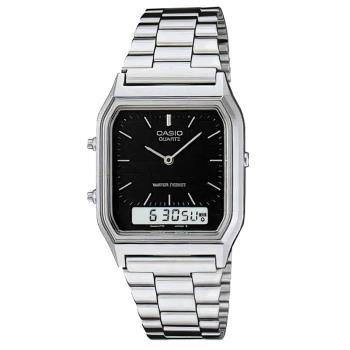 【CASIO 卡西歐】休閒復古鋼帶錶 AQ-230A-1D