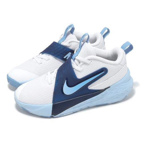 Nike 籃球鞋 Team Hustle D 12 PS 中童 童鞋 白 藍 魔鬼氈 運動鞋 HF6280-100