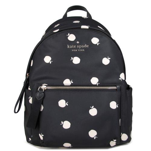 KATE SPADE 防潑水蘋果圖鴉前口袋後背包(黑色)