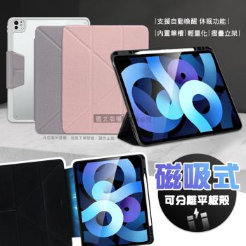 VOORCA 皮紋磁吸分離式 2024 iPad mini 7 / mini 6 共用 Y折側掀立架皮套 含筆槽