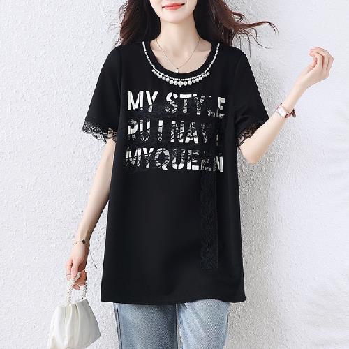 【LANNI 藍尼】★日韓釘珠蕾絲設計上衣(女上衣/休閒/百搭/T恤)