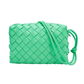 二手品 Bottega Veneta 羊皮編織斜揹包(青蘋果綠)