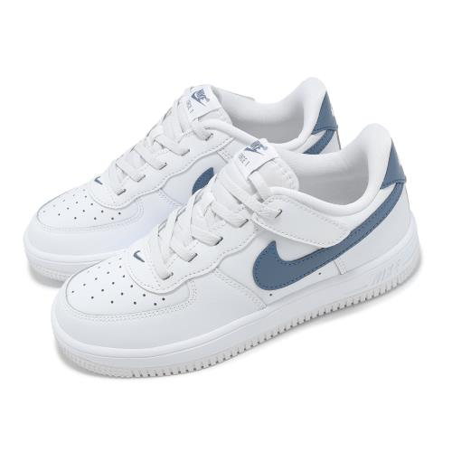 Nike 休閒鞋 Force 1 Low EasyOn PS 中童 童鞋 白 藍 魔鬼氈 小白鞋  FN0237-110