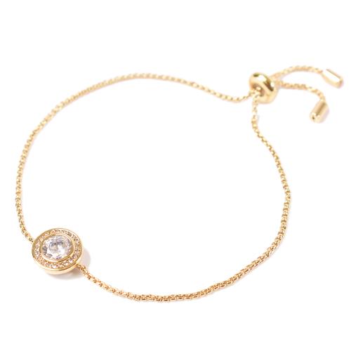 MICHAEL KORS 密鑲LOGO鋯石可調式手鍊-金色