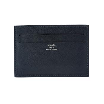 二手品 Hermes Citizen Twill 牛皮絲巾卡片夾(B刻/深藍)