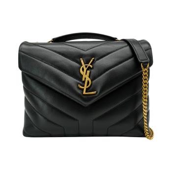 YSL LouLou 金鍊牛皮小號肩背/斜揹包(494699-黑)