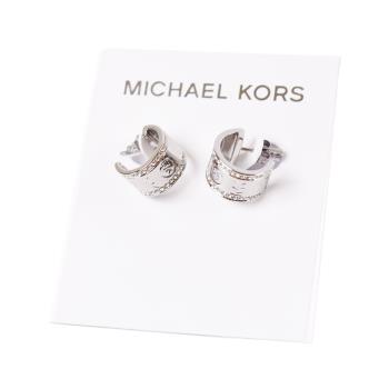 MICHAEL KORS 密鑲LOGO鋯石針式耳環-銀色