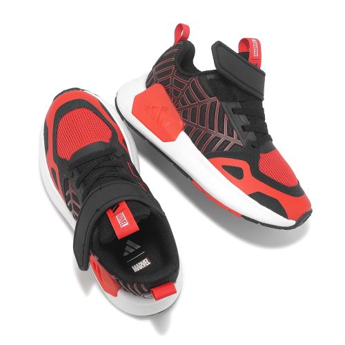 adidas 慢跑鞋Spider Runner AC K 中童紅黑蜘蛛人小朋友魔鬼氈愛