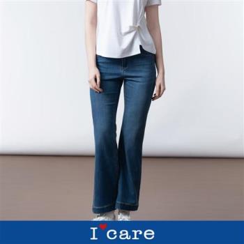 現貨【ICare 依卡】復古實色微喇叭舒適牛仔褲（M-XL）｜女牛仔褲 喇叭褲 休閒長褲