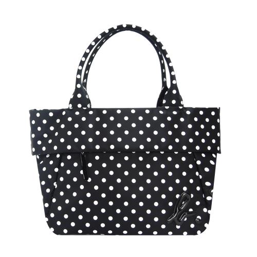 agnes b.日本限定點點船型手提包-大/黑白