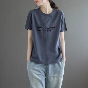 【LANNI 藍尼】★寬鬆字母印花大尺碼上衣(女上衣/短袖/大尺碼衣/圓領/T恤)