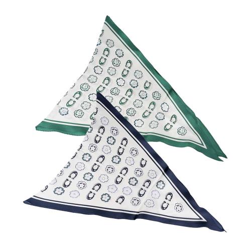 COACH C Logo 及茶玫瑰圖案菱形絲巾/髮飾(任選)