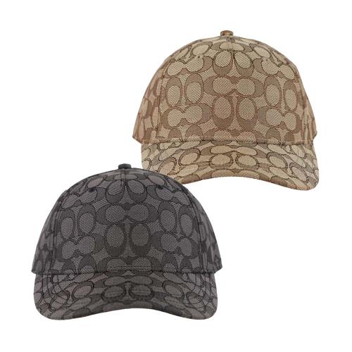 COACH CC Logo 滿版緹花布棒球帽 M-L(任選)